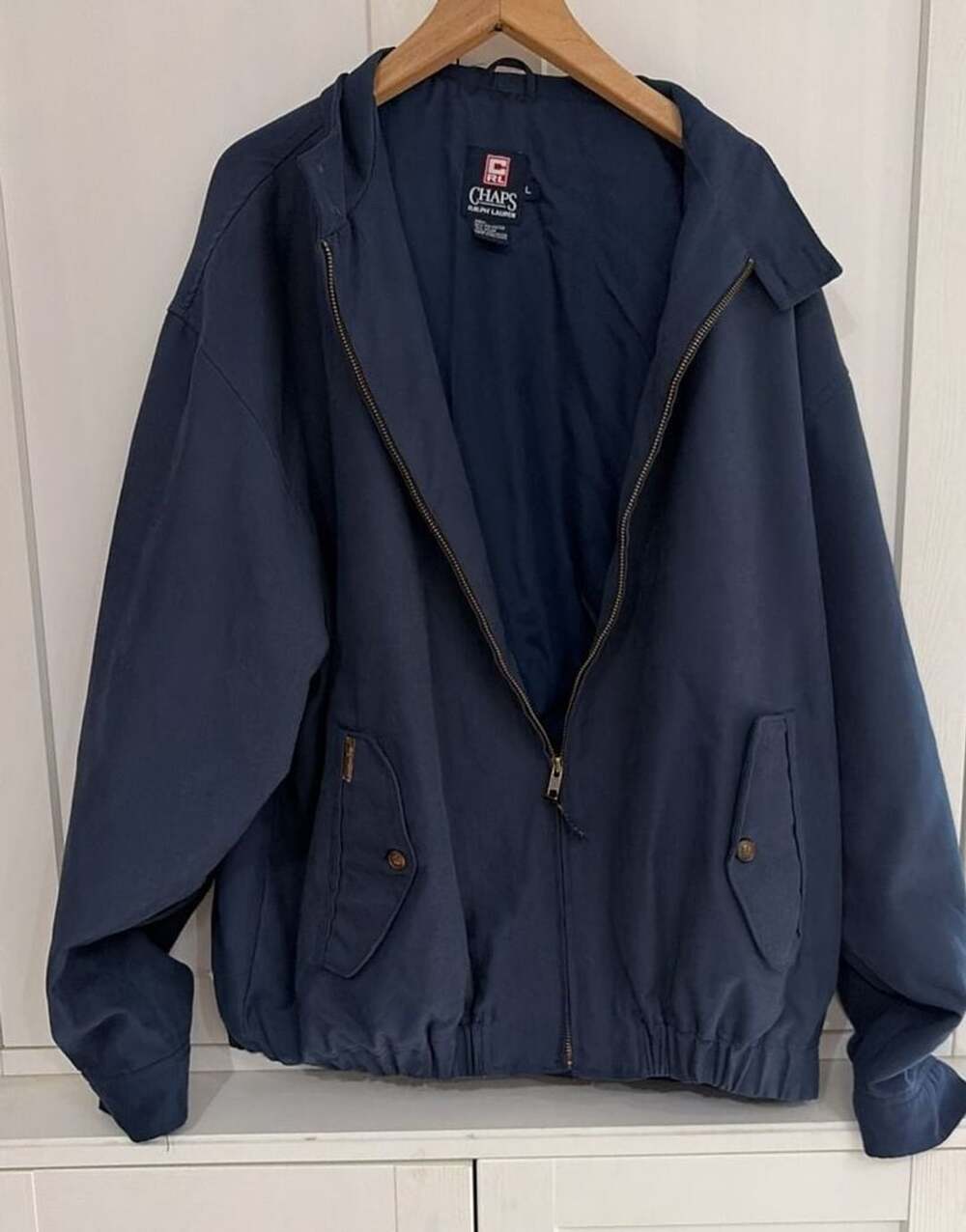 Chaps Ralph Lauren Navy Blue Full Zip Harrington Jacket Large